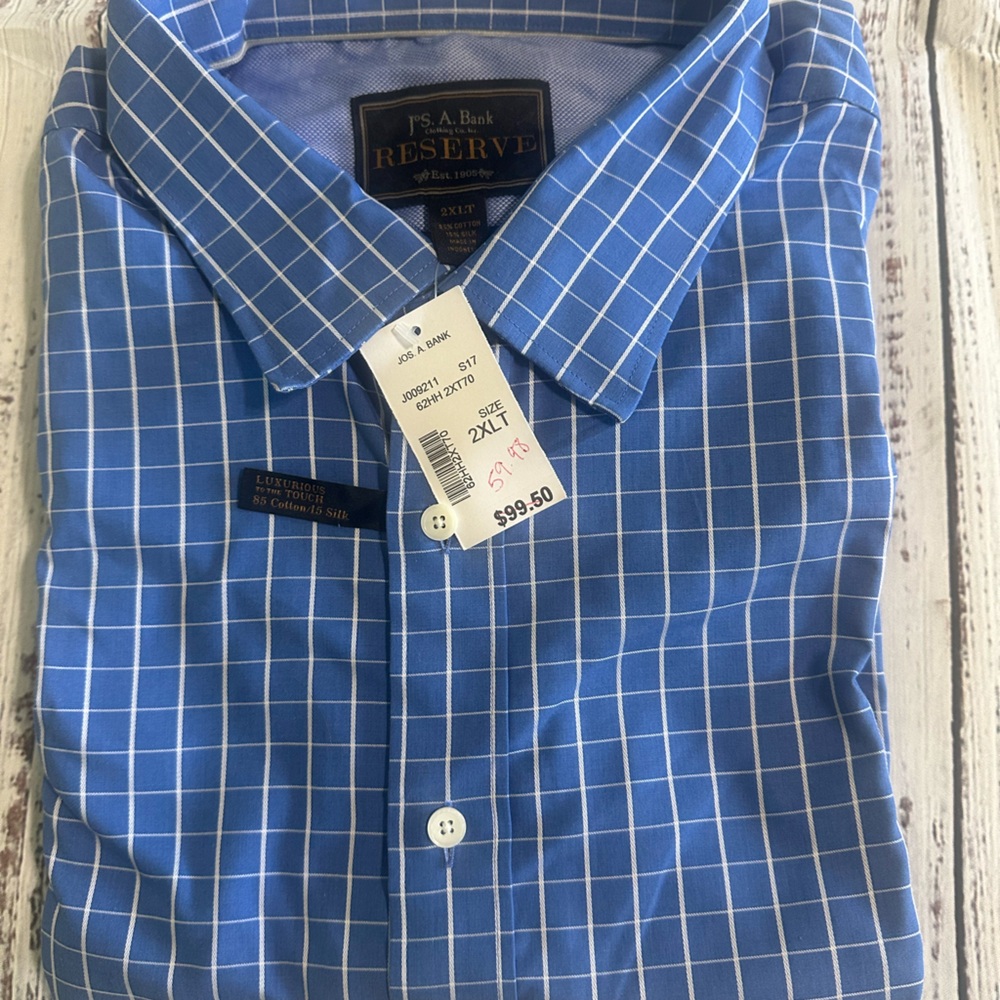 NWT blue Jos A Bank Reserve dress shirt